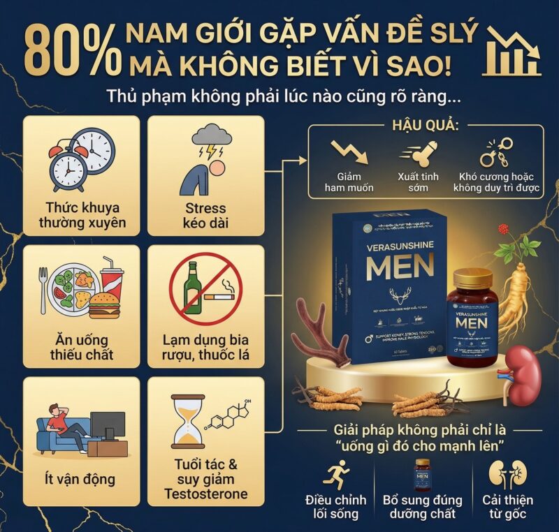 Verasunshine Men chính hãng giải quyết vấn để sinh lý mà không biết vì sao