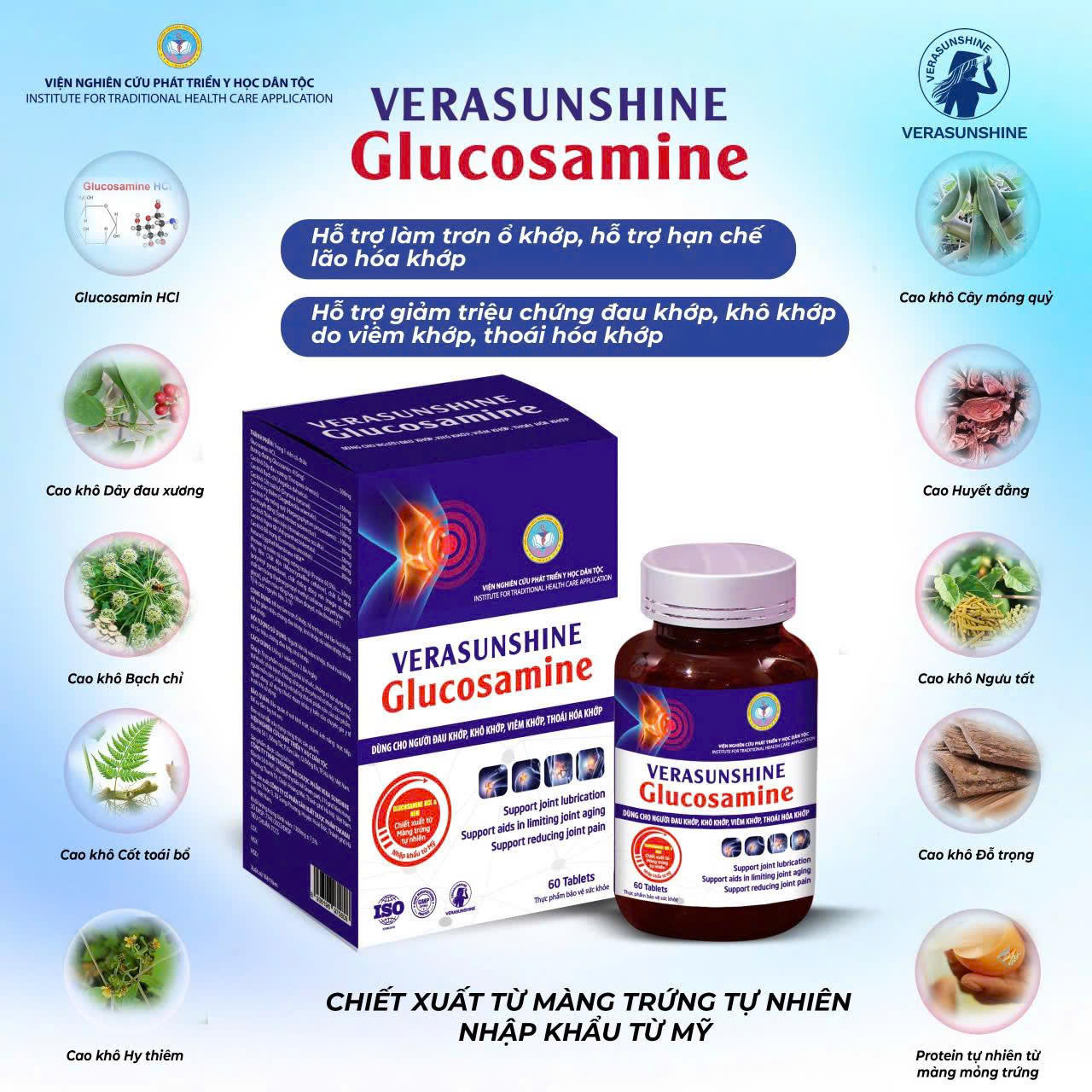 Verasunshine Glucosamine chính hãng - Hỗ trợ hạn chế lão hóa khớp