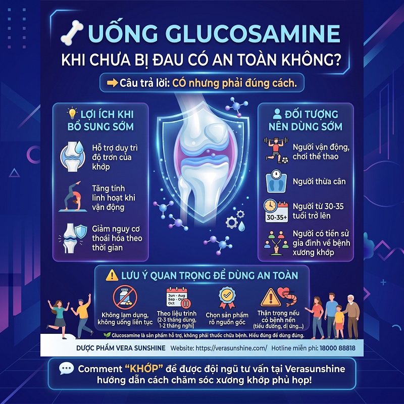 Verasunshine Glucosamine - Uống Glucosamine khi chưa bị đau có an toàn không