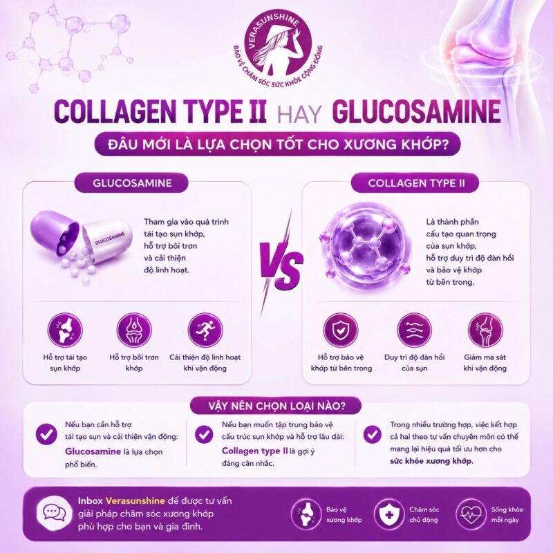 Verasunshine Glucosamine - Hỗ trợ giảm đau nhức xương khớp, cải thiện vận động hiệu quả