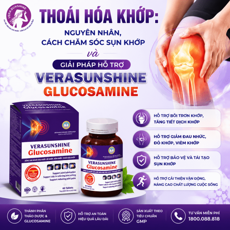 Thoái hóa khớp: Nguyên nhân, cách chăm sóc sụn khớp và giải pháp hỗ trợ Verasunshine Glucosamine