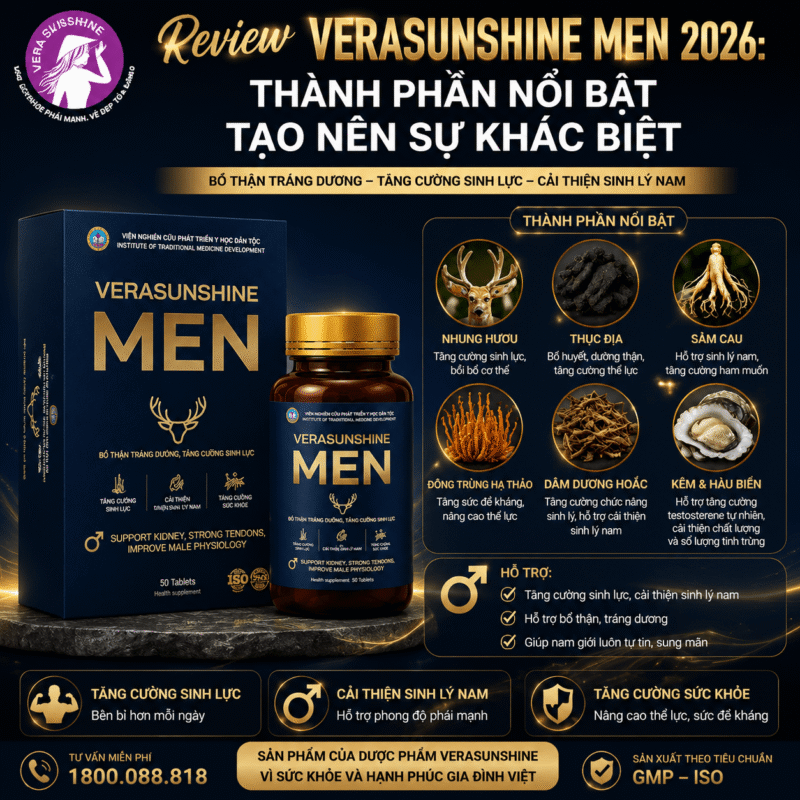 Review Verasunshine Men 2026: Thành phần nổi bật tạo nên sự khác biệt