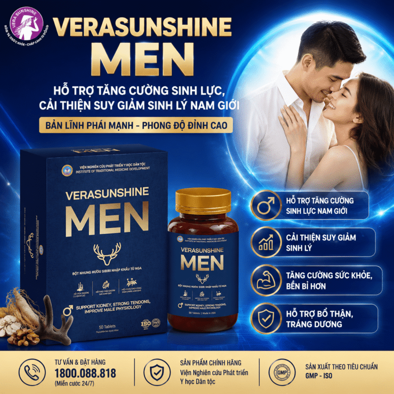 Verasunshine Men – Hỗ trợ tăng cường sinh lực, cải thiện suy giảm sinh lý nam giới