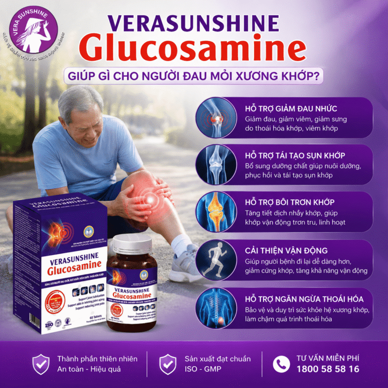 Verasunshine Glucosamine giúp gì cho người đau mỏi xương khớp?