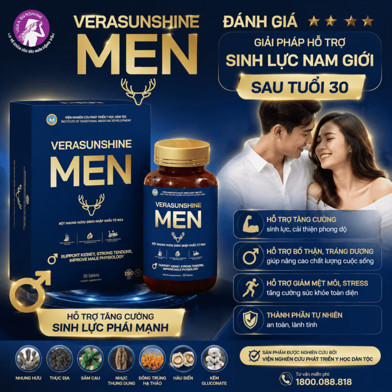 Verasunshine Men: Đánh giá giải pháp hỗ trợ sinh lực nam giới sau tuổi 30