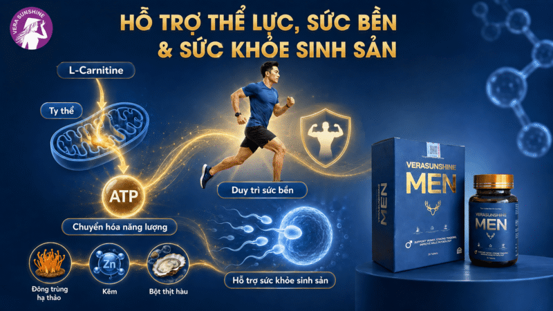 Verasunshine Men - Cơ chế hỗ trợ thể lực, sức bền và sức khỏe sinh sản