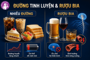 Đường tinh luyện, rượu bia ảnh hưởng đến sinh lý nam giới thế nào