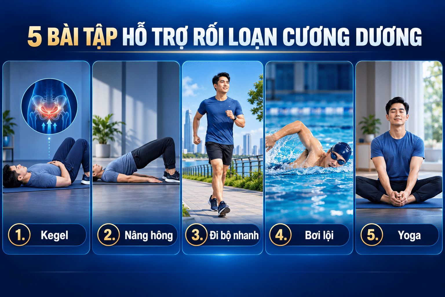 5 bài tập hỗ trợ điều trị rối loạn cương dương